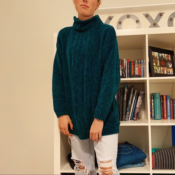 VINTAGE FOREST GREEN KNIT SWEATER - Picture 3 of 4